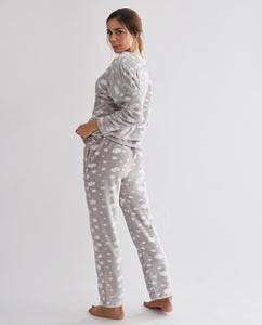 Pijama abrigado de coralina color gris